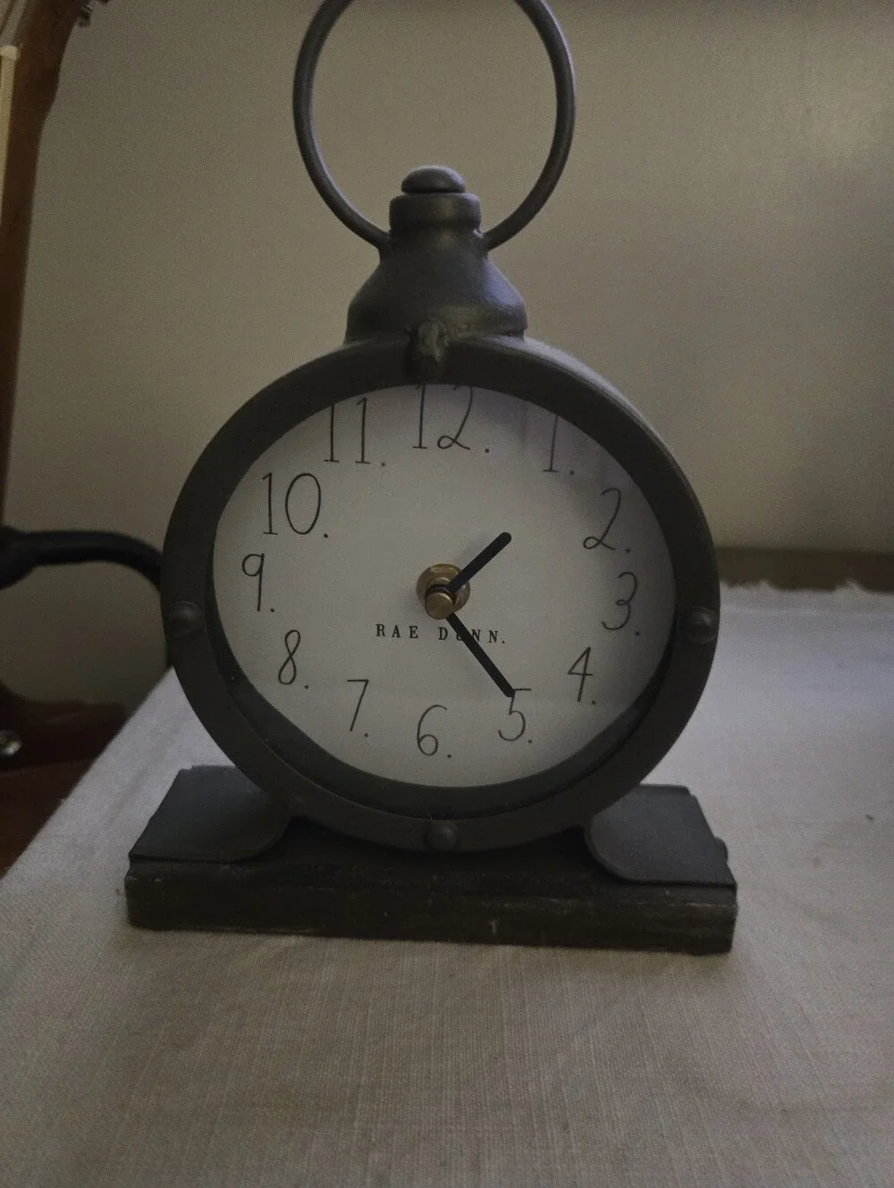 Rae Dunn Silver Metallic Table Clock with White Face
